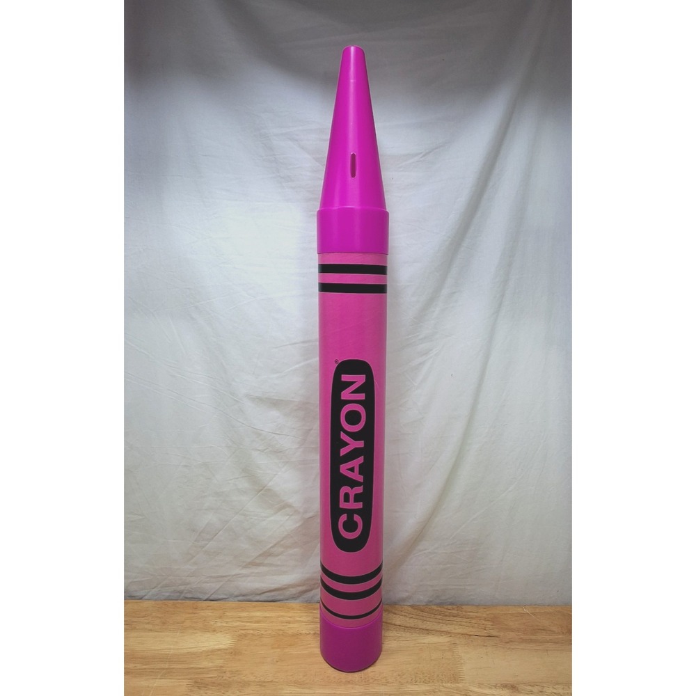 Vintage 1988 Fantazia Pink/Magenta Crayon Coin Bank Display Crayola 35" USA
